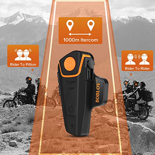 BOBLOV BT-S2 1000M Intercomunicadores de Casco de Motocicleta Bluetooth, Auriculares para Moto para FM/ Música de Teléfono/ GPS( 2 Piezas)