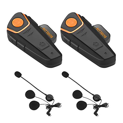 BOBLOV BT-S2 1000M Intercomunicadores de Casco de Motocicleta Bluetooth, Auriculares para Moto para FM/ Música de Teléfono/ GPS( 2 Piezas)