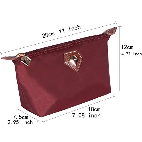 BOJLY Bolsa de Maquillaje, Bolsa de aseo Neceser de Viaje para Hombres y Mujeres, Bolso Cosmético de Nylon Plegable Impermeable Multifuncional, Bolso de Forma Ravioli, Rojo