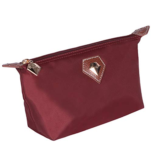 BOJLY Bolsa de Maquillaje, Bolsa de aseo Neceser de Viaje para Hombres y Mujeres, Bolso Cosmético de Nylon Plegable Impermeable Multifuncional, Bolso de Forma Ravioli, Rojo