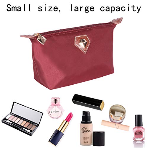 BOJLY Bolsa de Maquillaje, Bolsa de aseo Neceser de Viaje para Hombres y Mujeres, Bolso Cosmético de Nylon Plegable Impermeable Multifuncional, Bolso de Forma Ravioli, Rojo