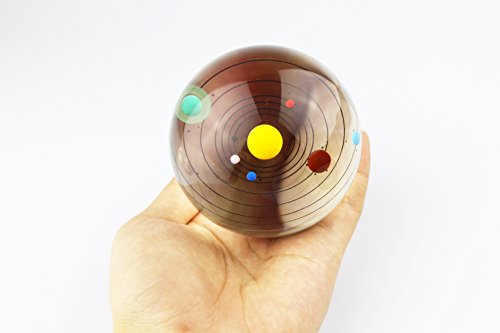 Bola de Cristal 3D con modelo de Sistema Solar y Base de Lámpara LED, Bola Transparente de Sistema Solar de 80mm (3.15 pulgadas), El Mejor Regalo de Cumpleaños para Niños, Profesor de Física