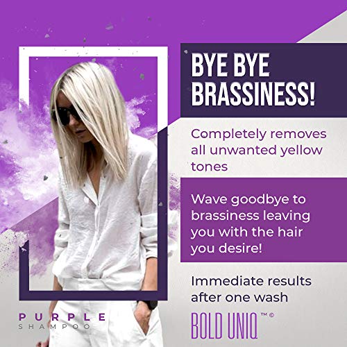 BOLD UNIQ by B Uniq - Champú matizador con pigmentos violetas para conseguir tonos plateados - Adiós al amarillo: revitaliza el cabello rubio teñido, decolorado y con mechas - Sin sulfatos - 250 ml