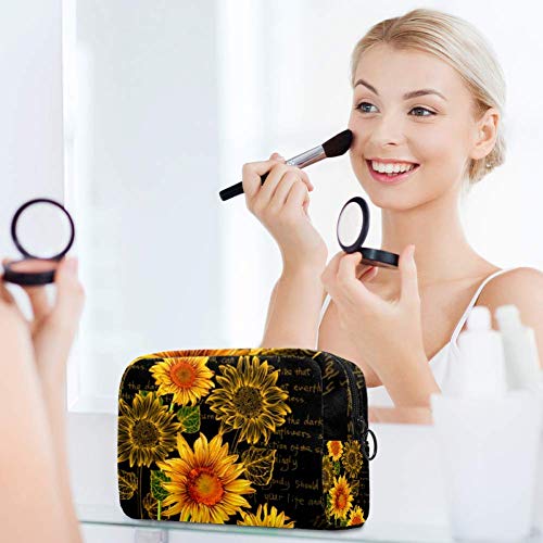 Bolsa de brochas de maquillaje personalizable, portátil, para mujeres, bolso de cosméticos, organizador de viaje, vitalidad, girasol