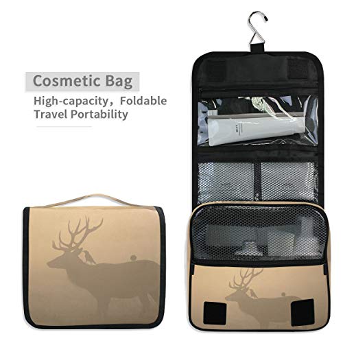 Bolsa de cosméticos Bolsa de aseo Colgante de baño de viaje Foggy Forest Deer Ciervo Bolsa de almacenamiento de viaje Bolsa de maquillaje portátil Bolsa organizadora para mujeres