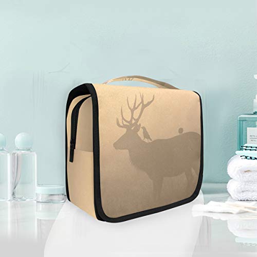 Bolsa de cosméticos Bolsa de aseo Colgante de baño de viaje Foggy Forest Deer Ciervo Bolsa de almacenamiento de viaje Bolsa de maquillaje portátil Bolsa organizadora para mujeres