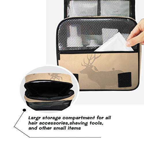 Bolsa de cosméticos Bolsa de aseo Colgante de baño de viaje Foggy Forest Deer Ciervo Bolsa de almacenamiento de viaje Bolsa de maquillaje portátil Bolsa organizadora para mujeres