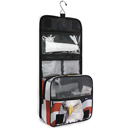 Bolsa de cosméticos Bolsa de baño para colgar de viaje Calcomanía de águila calva y americana Bolsa de almacenamiento de viaje portátil Bolsa de maquillaje bolsa organizador para las mujeres