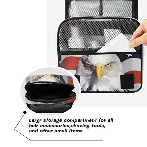 Bolsa de cosméticos Bolsa de baño para colgar de viaje Calcomanía de águila calva y americana Bolsa de almacenamiento de viaje portátil Bolsa de maquillaje bolsa organizador para las mujeres