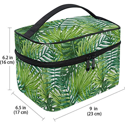 Bolsa de cosméticos de viaje, acuarela Palm Tree Beach Theme bolsa de maquillaje bolso de tren bolsa de transporte portátil con cremallera para viaje cosmético organizador grande para niñas y mujeres