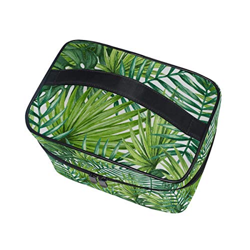 Bolsa de cosméticos de viaje, acuarela Palm Tree Beach Theme bolsa de maquillaje bolso de tren bolsa de transporte portátil con cremallera para viaje cosmético organizador grande para niñas y mujeres