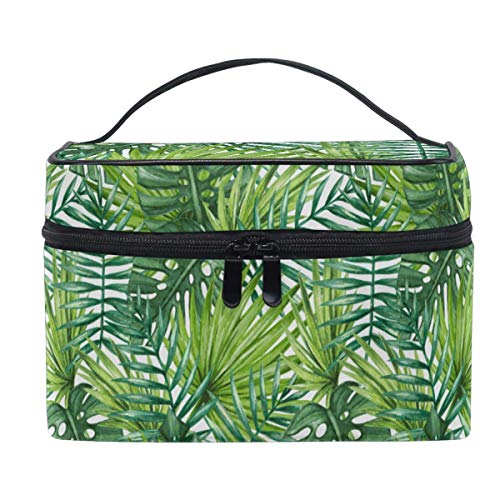 Bolsa de cosméticos de viaje, acuarela Palm Tree Beach Theme bolsa de maquillaje bolso de tren bolsa de transporte portátil con cremallera para viaje cosmético organizador grande para niñas y mujeres