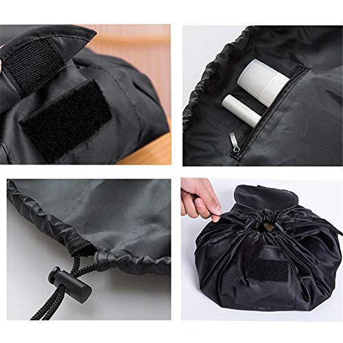 Bolsa de Cosméticos,MUXItrade Bolsa de Maquillaje, Organizador de un Solo Paso, Bolsa de Cosméticos para Señoras Perezosas (Negro)