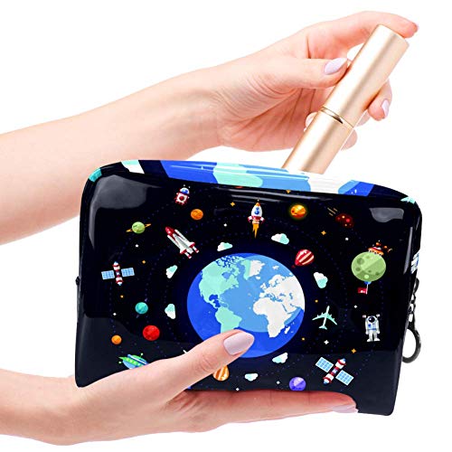 Bolsa de Maquillaje para niños Espacio Extraterrestre Accesorio de Viaje Neceser Pequeño Bolsas de Aseo Impermeable Cosmético Organizadores de Viaje 18.5x7.5x13cm