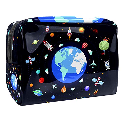 Bolsa de Maquillaje para niños Espacio Extraterrestre Accesorio de Viaje Neceser Pequeño Bolsas de Aseo Impermeable Cosmético Organizadores de Viaje 18.5x7.5x13cm