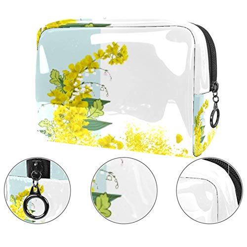Bolsa de maquillaje portátil con cremallera bolsa de aseo de viaje para las mujeres práctico almacenamiento cosmético vitalidad flor amarilla