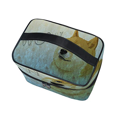Bolsa de maquillaje portátil Wow Such Doge neceser para cosméticos, práctica bolsa de aseo para mujeres y niñas