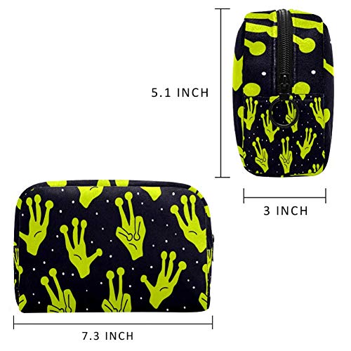 Bolsa para brochas de maquillaje personalizable, bolsa de aseo portátil para mujeres, bolso cosmético, organizador de viaje, diseño extraterrestre para niños