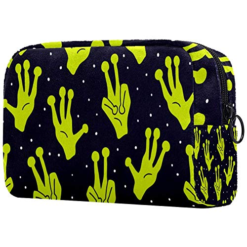 Bolsa para brochas de maquillaje personalizable, bolsa de aseo portátil para mujeres, bolso cosmético, organizador de viaje, diseño extraterrestre para niños
