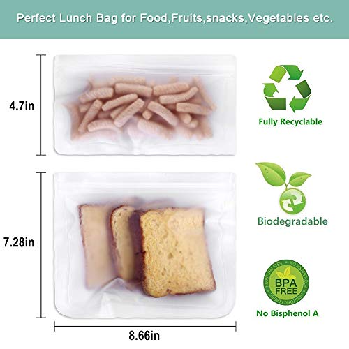 Bolsas de almacenamiento reutilizables, a prueba de fugas, bolsas para congelar (6 bolsas reutilizables para sándwich + 6 bolsas reutilizables) organización de viajes en casa por Dorey-Hom