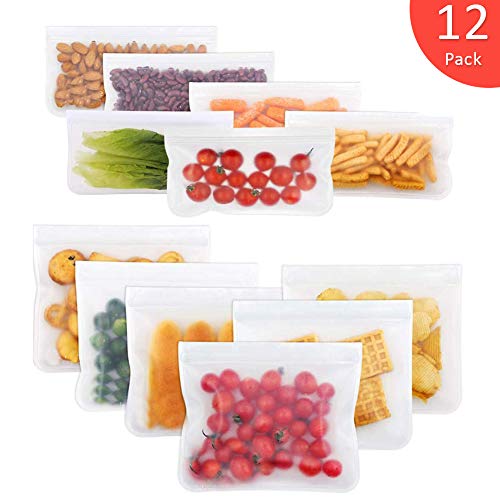 Bolsas de almacenamiento reutilizables, a prueba de fugas, bolsas para congelar (6 bolsas reutilizables para sándwich + 6 bolsas reutilizables) organización de viajes en casa por Dorey-Hom