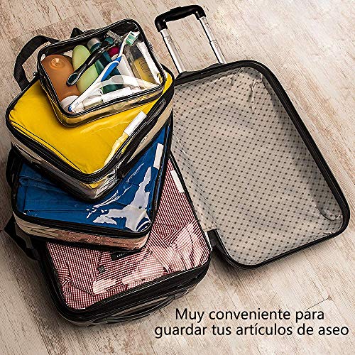 Bolsas de Aseo Transparente Neceser PVC Impermeable Mujer Bolsa de Cosmético Organizador de Viaje 3 Pcs