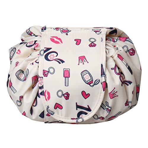 Bolso cosmético del Maquillaje, Bolsa de Viaje organizadora Magic de Gran Capacidad para señoras perezosas, Beige