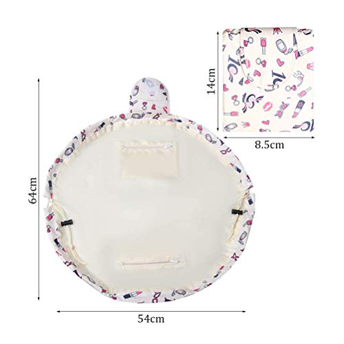 Bolso cosmético del Maquillaje, Bolsa de Viaje organizadora Magic de Gran Capacidad para señoras perezosas, Beige