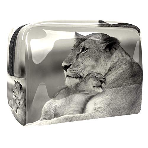 Bolso Cosmético Impermeable León Madre niño Neceser Viaje Bolsa de Maquillaje Portable Neceser de Bolsa de Lavado de Viajes Vacaciones Elementos Esenciales 18.5x7.5x13cm
