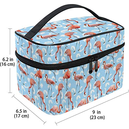Bolso de maquillaje de flamenco, color rosa, bolsa de maquillaje, bolsa de cosméticos, neceser de viaje para mujer, con cremallera, portátil, multifuncional, bolsa de almacenamiento, caja de bolsas