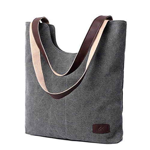 Bolsos de Hombro Mujer ESAILQ Bandolera Lona Shoppers de Grande y Baratos Gris para Niña K
