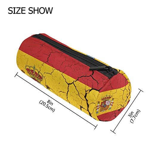 Bonie - Estuche para lápices con diseño de bandera de España, estilo retro, para la escuela, papelería, bolígrafos, con cremallera, bolsa de maquillaje