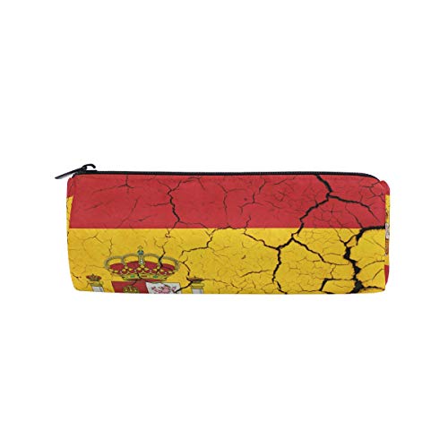 Bonie - Estuche para lápices con diseño de bandera de España, estilo retro, para la escuela, papelería, bolígrafos, con cremallera, bolsa de maquillaje