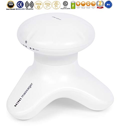 BONNO® Masajeador corporal de vibración - Blanco (modelo 2020) - Masaje Shiatsu, anticelulitis, reflexología y acupresión - Vibromasajeador de mano portátil – Garantía 2 Años