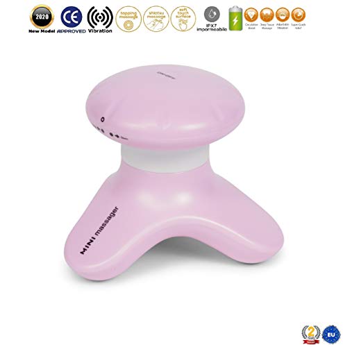 BONNO® Masajeador corporal de vibración - Rosa (modelo 2020) - Masaje Shiatsu, anticelulitis, reflexología y acupresión - Vibromasajeador de mano portátil - Garantía 2 Años