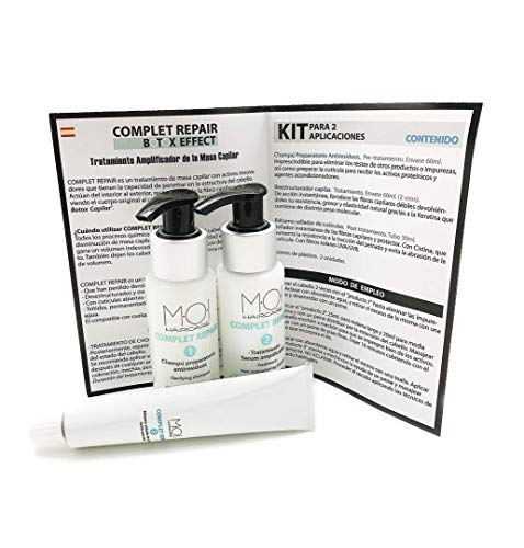 BOTOX CAPILAR COMPLET REPAIR Tratamiento capilar efecto Botox - Kit para 2 usos - sin Parabenos M·O·I HairCare