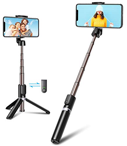 Bovon Palo Selfie Tripode, 3 en 1 Mini Tripode para Movil con Bluetooth y Control Remoto, Selfie Stick Extensible Compatible con iPhone 11Pro Max/11 Pro/XS Max/XR/8/8Plus, Galaxy S20 Plus/S10, Huawei