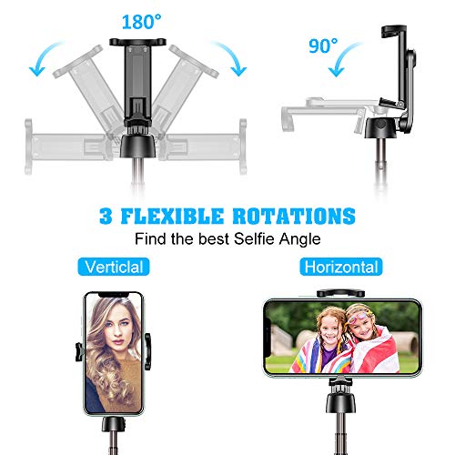 Bovon Palo Selfie Tripode, 3 en 1 Mini Tripode para Movil con Bluetooth y Control Remoto, Selfie Stick Extensible Compatible con iPhone 11Pro Max/11 Pro/XS Max/XR/8/8Plus, Galaxy S20 Plus/S10, Huawei
