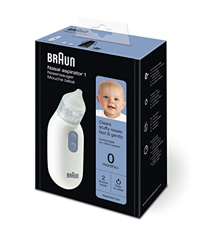 Braun 1 Aspirador Nasal BNA100EU Eléctrico para Todas las Edades a Partir de 0 Años, Elimine la Congestión Nasal de Forma Rápida y Suave