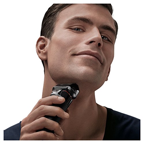 Braun 5030 Series 5 - Afeitadora Eléctrica Hombre, Afeitadora Barba, Recortador de Precisión Extraíble, Recargable e Inalámbrica, Negro/Rojo