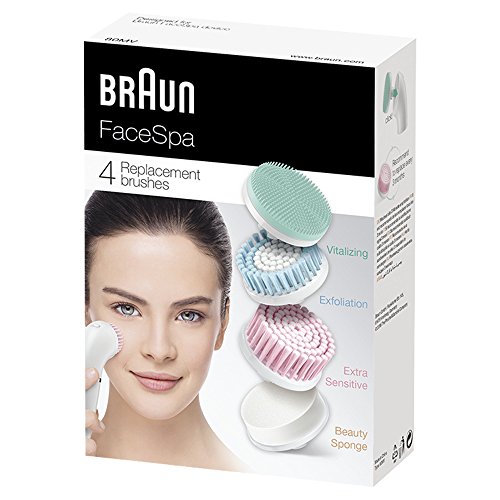 Braun 80-MV - Set de 4 Recambios de Cepillo Facial de Limpieza para Depiladora Facial