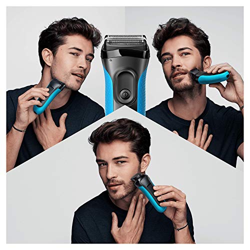 Braun Series 3 Proskin Shave&Style 3010BT, Afeitadora Eléctrica 3 en 1 Wet & Dry para Hombre con Recortadora de Precisión para la Barba y 5 Peines, Recargable e Inalámbrica, Negro/Azul