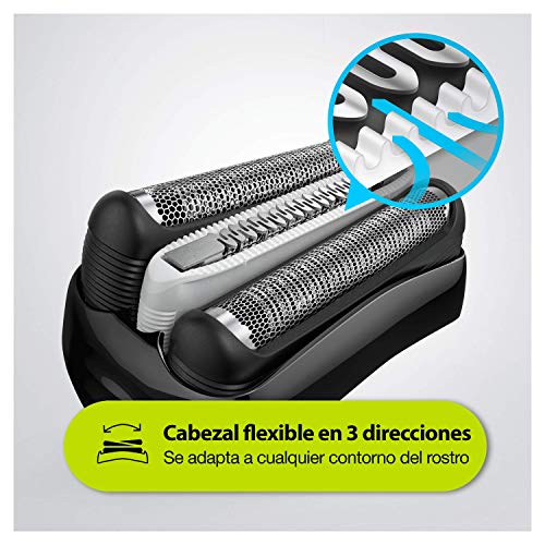 Braun Series 3 Proskin Shave&Style 3010BT, Afeitadora Eléctrica 3 en 1 Wet & Dry para Hombre con Recortadora de Precisión para la Barba y 5 Peines, Recargable e Inalámbrica, Negro/Azul