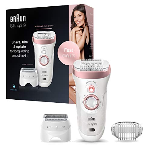 Braun Silk-épil 9 9-720 Depiladora eléctrica para mujer para una depilación duradera, cabezal de afeitado y recorte, con tecnología pinzas micro-grip