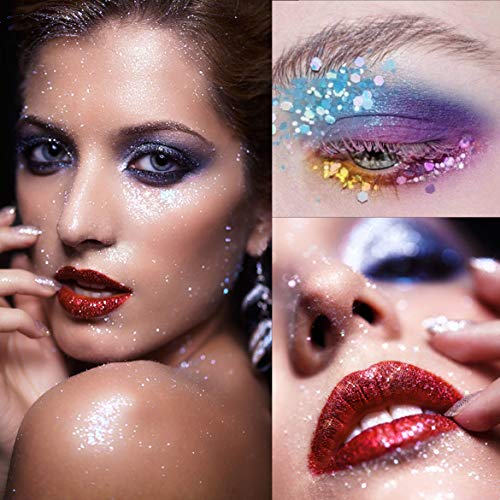 Brillos para Cuerpo 10ml Maquillaje Glitter para Cara Ojos Maquillaje Pelo Arte Corporal para el Festival de Música Masquerade Halloween Party Christmas 9 Colores