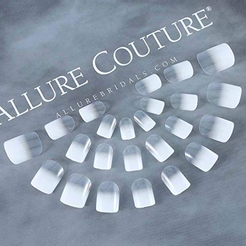 Brishow uñas postizas blancas uñas postizas cortas gradiente acrílico cubierta completa Stick on Nails 24 piezas para mujeres y niñas
