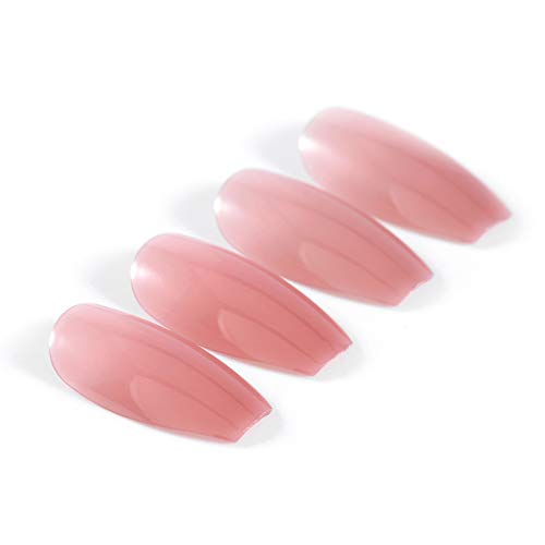 Brishow Uñas postizas Desnudo Rosa Uñas postizas largas artificial Brillante Stick on Nails Cubierta completa Uñas postizas acrílicas 24 piezas para mujeres y niñas