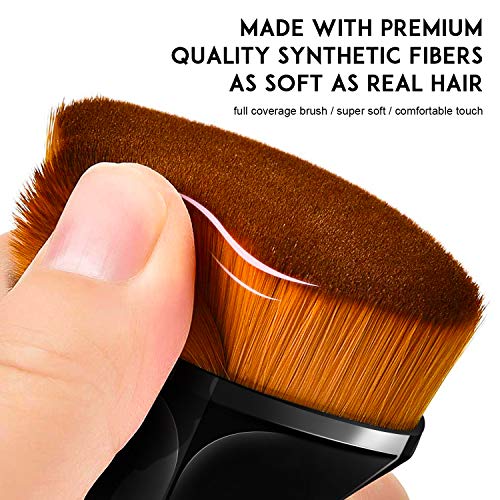 Brochas de Maquillaje Foundation Cepillo de Base Facial Kabuki Tapa Plana, Profesional Pincel Facial para Pulir, Puntear, Corrector Liquido Fluidas