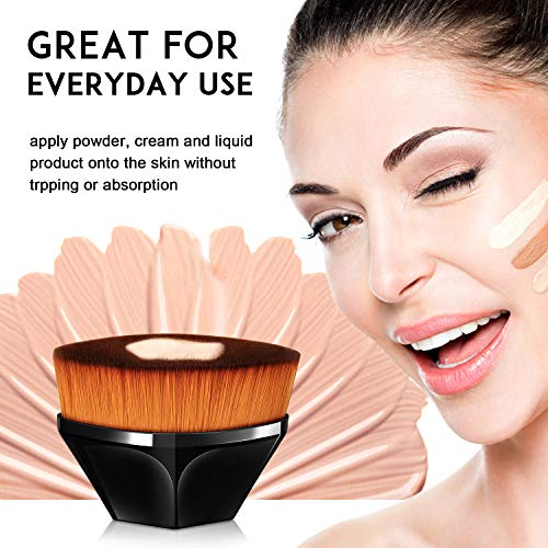 Brochas de Maquillaje Foundation Cepillo de Base Facial Kabuki Tapa Plana, Profesional Pincel Facial para Pulir, Puntear, Corrector Liquido Fluidas