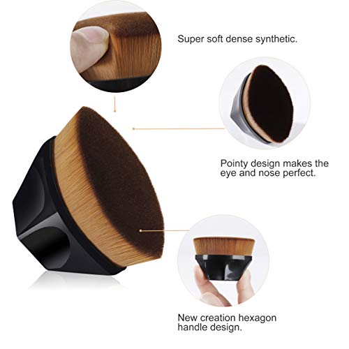 Brochas de Maquillaje Foundation Cepillo de Base Facial Kabuki Tapa Plana, Profesional Pincel Facial para Pulir, Puntear, Corrector Liquido Fluidas